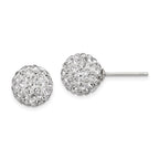 Sterling Silver Rhodium-plated 10mm White Czech Crystal Post Earrings