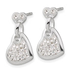 Sterling Silver Stellux Crystal Heart Post Dangle Earrings