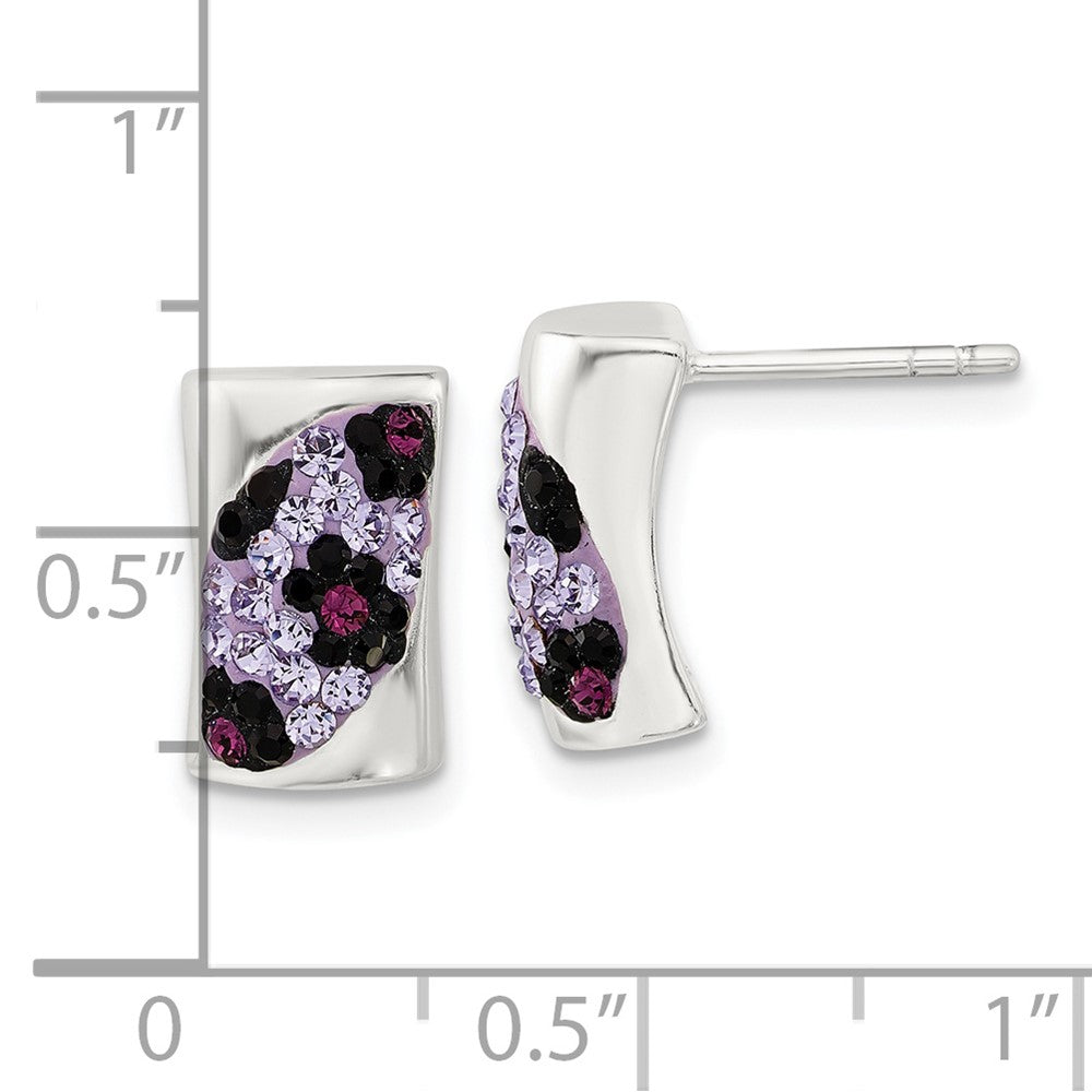 Sterling Silver Purple & Black Stellux Crystal Animal Print Post Earrings