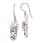 Sterling Silver Stellux Crystal Multi-Color/White Flip Flop Earrings
