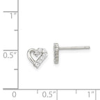 Sterling Silver Rhodium-plated CZ Heart Post Earrings
