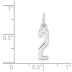 Sterling Silver/Rhodium-plated Elongated Polished Number 2 Charm