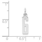 Sterling Silver/Rhodium-plated Elongated Polished Number 6 Charm