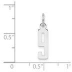 Sterling Silver/Rhodium-plated Elongated Polished Number 9 Charm