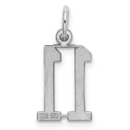 Sterling Silver/Rhodium-plated Elongated Number 11 Charm