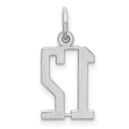 Sterling Silver/Rhodium-plated Elongated Number 12 Charm