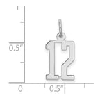 Sterling Silver/Rhodium-plated Elongated Number 12 Charm