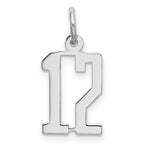 Sterling Silver/Rhodium-plated Elongated Number 12 Charm