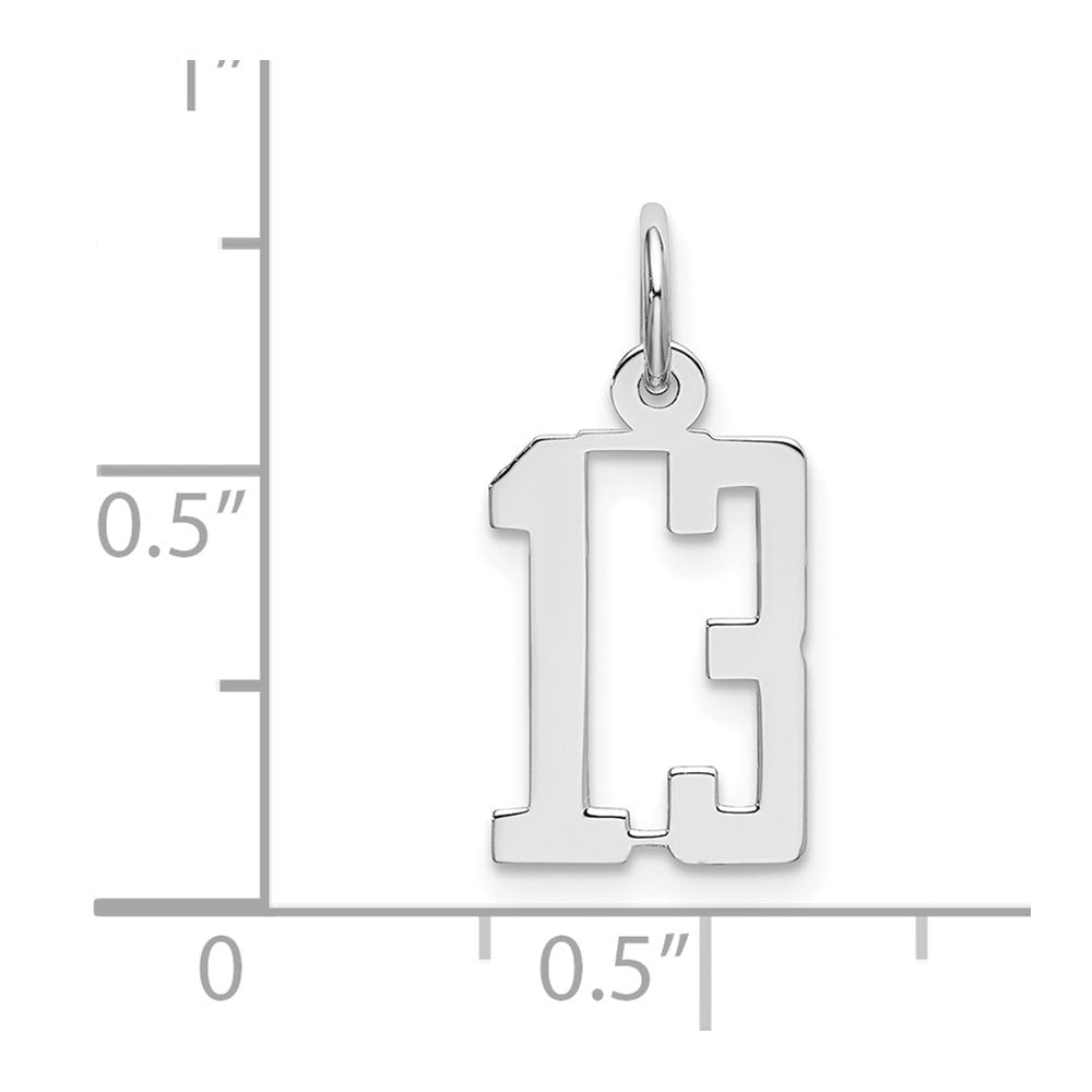 Sterling Silver/Rhodium-plated Elongated Number 13 Charm