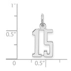 Sterling Silver/Rhodium-plated Elongated Number 15 Charm