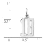 Sterling Silver/Rhodium-plated Elongated Number 18 Charm