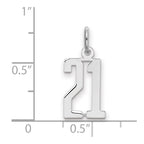 Sterling Silver/Rhodium-plated Elongated Number 21 Charm