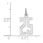 Sterling Silver/Rhodium-plated Elongated Number 25 Charm