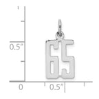 Sterling Silver/Rhodium-plated Elongated Number 65 Charm