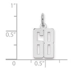 Sterling Silver/Rhodium-plated Elongated Number 68 Charm