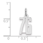 Sterling Silver/Rhodium-plated Elongated Number 76 Charm