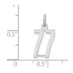 Sterling Silver/Rhodium-plated Elongated Number 77 Charm