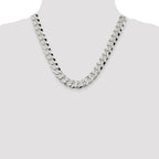 Sterling Silver 12.3mm Beveled Curb Chain