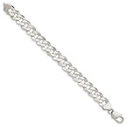 Sterling Silver 12.3mm Beveled Curb Chain