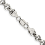 Sterling Silver 6.5mm Semi-solid Rolo Chain