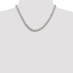 Sterling Silver 7.75mm Semi-solid Rolo Chain