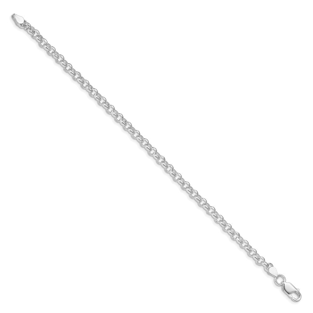 Amore La Vita Sterling Silver Rhodium-plated Polished 4.75mm 8 inch Half Round Belcher with Lobster Clasp Charm Bracelet