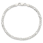Sterling Silver 4mm Pav‚ Flat Figaro Chain