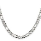 Sterling Silver 5.5mm Pav‚ Flat Figaro Chain