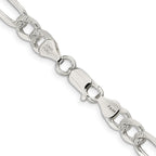 Sterling Silver 7.0mm Pav‚ Flat Figaro Chain