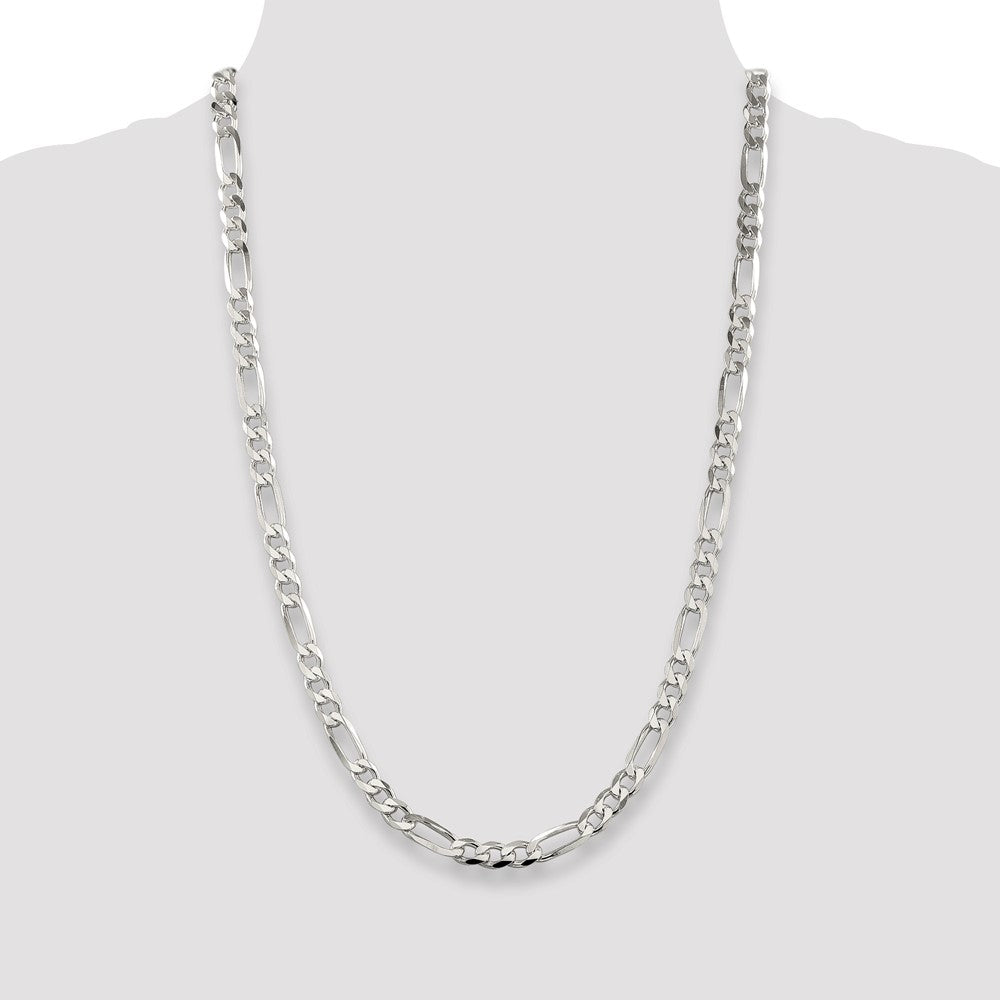 Sterling Silver 7.0mm Pav‚ Flat Figaro Chain