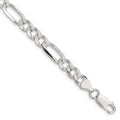 Sterling Silver 7.25mm Pav‚ Flat Figaro Chain