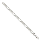 Sterling Silver 8mm Pav‚ Flat Figaro Chain