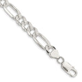 Sterling Silver 8mm Pav‚ Flat Figaro Chain