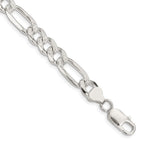 Sterling Silver 8mm Pav‚ Flat Figaro Chain