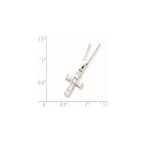 Sterling Silver Rhodium-plated CZ Cross on 16 Box Chain Necklace