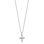Sterling Silver Rhodium-plated CZ Cross on 16 Box Chain Necklace