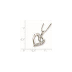 Sterling Silver Rhodium-plated Fancy CZ Open Heart 16 inch Necklace