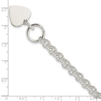 Sterling Silver Engraveable Heart Disc on Fancy Link Toggle 7.75in Bracelet