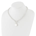 Sterling Silver Engraveable Heart Disc on Fancy Link Toggle Necklace
