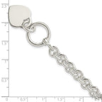 Sterling Silver Engraveable Heart Disc on Fancy Link Toggle Bracelet