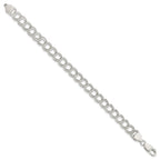 Sterling Silver 7.75mm Solid Double Link Charm Bracelet