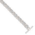 Sterling Silver 7.5inch Polished Fancy Link Toggle Bracelet