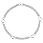 Sterling Silver 10inch Polished Heart Anklet