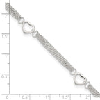 Sterling Silver 10inch Polished Heart Anklet