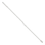 Sterling Silver Three Hearts  9 inch Plus 1 inch Extender - Total 10 inch Anklet