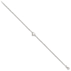 Sterling Silver Puffed Heart Anklet