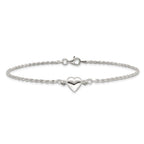 Sterling Silver Puffed Heart Anklet