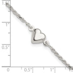 Sterling Silver Puffed Heart Anklet