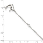 Sterling Silver Dolphin Dangle 9 inch Plus 1 inch Extender - Total 10 inch Anklet