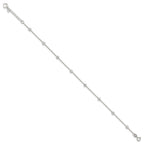 Sterling Silver Flowers 8-Station 9 inch Plus 1 inch Extender - Total 10 inch Anklet
